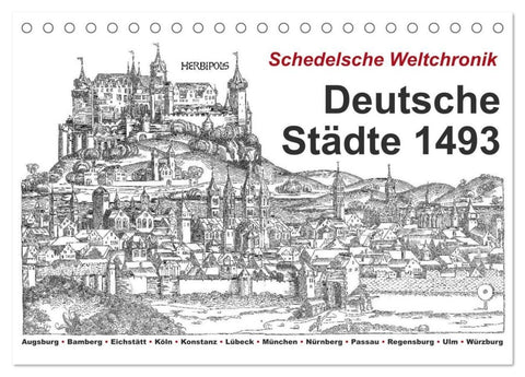 Schedelsche Weltchronik Deutsche Städte 1493 (Tischkalender 2027 DIN A5 quer), CALVENDO Monatskalender