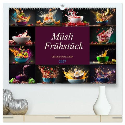 Müsli Frühstück (hochwertiger Premium Wandkalender 2027 DIN A2 quer), Kunstdruck in Hochglanz