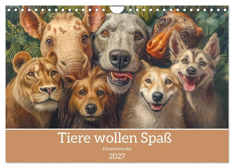Tiere wollen Spaß - Humorwerke (Wandkalender 2027 DIN A4 quer), CALVENDO Monatskalender