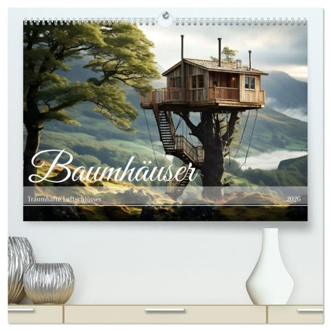 Baumhäuser - Traumhafte Luftschlösser (hochwertiger Premium Wandkalender 2026 DIN A2 quer), Kunstdruck in Hochglanz