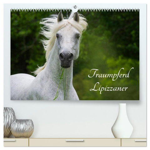 Traumpferd Lipizzaner (hochwertiger Premium Wandkalender 2026 DIN A2 quer), Kunstdruck in Hochglanz