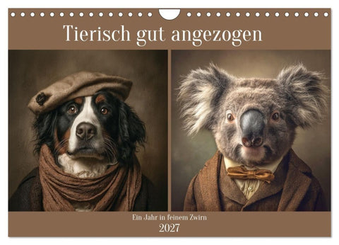 Tierisch gut angezogen (Wandkalender 2027 DIN A4 quer), CALVENDO Monatskalender