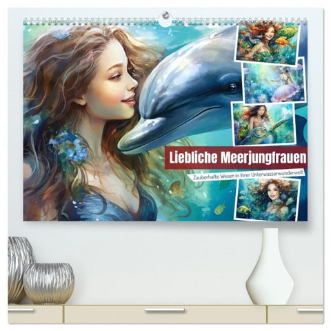 Liebliche Meerjungfrauen (hochwertiger Premium Wandkalender 2027 DIN A2 quer), Kunstdruck in Hochglanz