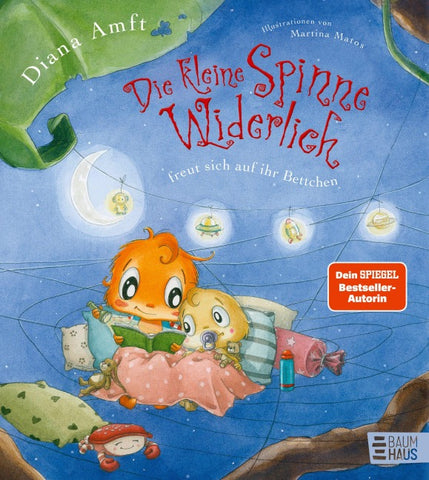 Die kleine Spinne Widerlich freut sich auf ihr Bettchen