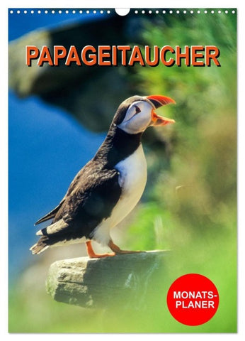 Papageitaucher Monatsplaner (Wandkalender 2027 DIN A3 hoch), CALVENDO Monatskalender