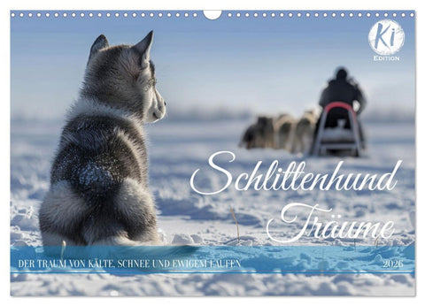 Schlittenhund Träume (Wandkalender 2026 DIN A3 quer), CALVENDO Monatskalender