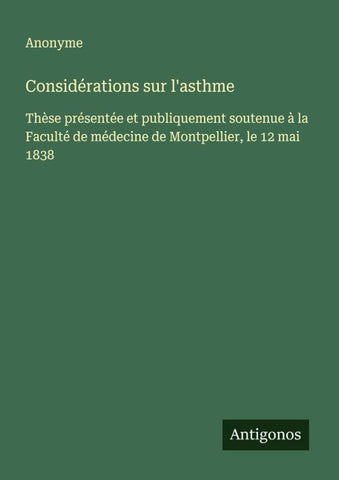Considérations sur l'asthme