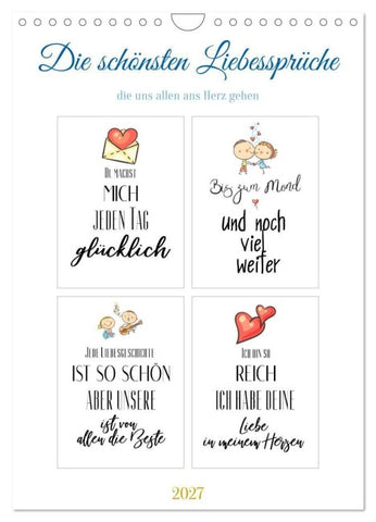 Liebessprüche (Wandkalender 2027 DIN A4 hoch), CALVENDO Monatskalender