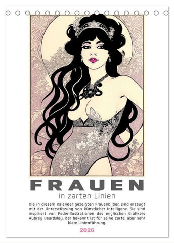 Frauen in zarten Linien (Tischkalender 2026 DIN A5 hoch), CALVENDO Monatskalender