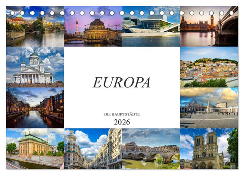 Europa Die Hauptstädte (Tischkalender 2026 DIN A5 quer), CALVENDO Monatskalender