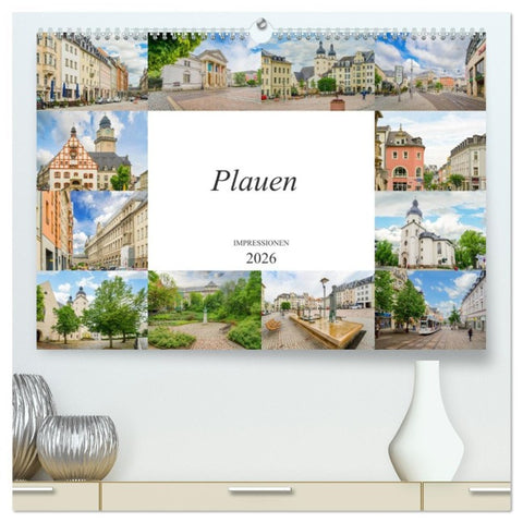 Plauen Impressionen (hochwertiger Premium Wandkalender 2026 DIN A2 quer), Kunstdruck in Hochglanz