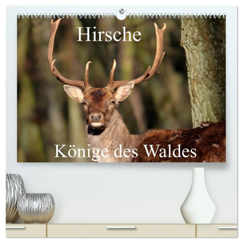 Hirsche - Könige des Waldes/Geburtstagskalender (hochwertiger Premium Wandkalender 2026 DIN A2 quer), Kunstdruck in Hochglanz