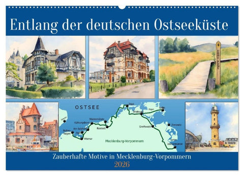 Entlang der deutschen Ostseeküste (Wandkalender 2026 DIN A2 quer), CALVENDO Monatskalender