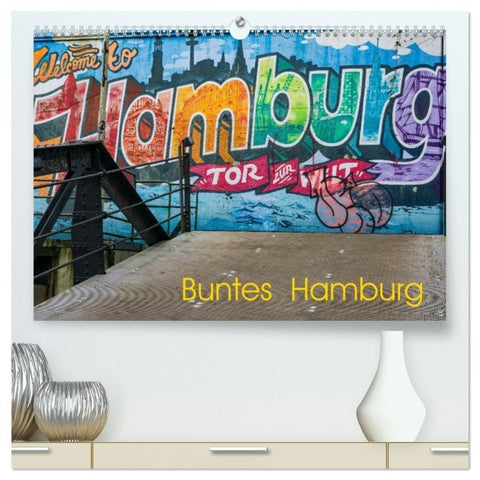Buntes Hamburg (hochwertiger Premium Wandkalender 2026 DIN A2 quer), Kunstdruck in Hochglanz