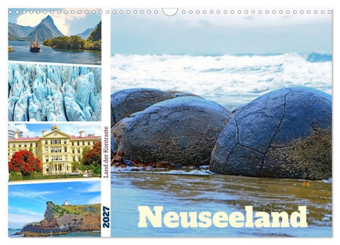 Neuseeland - Land der Kontraste (Wandkalender 2027 DIN A3 quer), CALVENDO Monatskalender