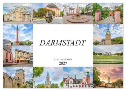 Darmstadt Stadtansichten (Wandkalender 2027 DIN A2 quer), CALVENDO Monatskalender
