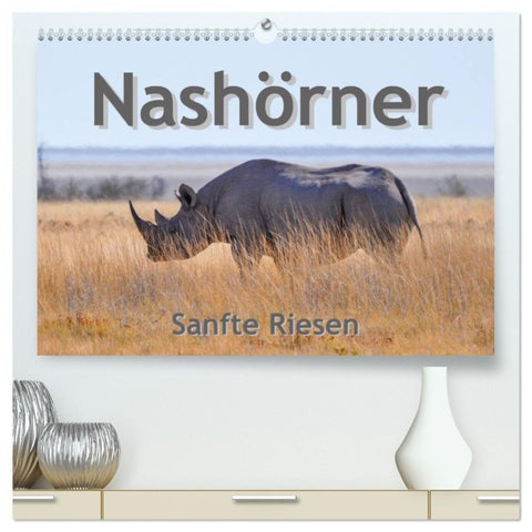 Nashörner - Sanfte Riesen (hochwertiger Premium Wandkalender 2027 DIN A2 quer), Kunstdruck in Hochglanz
