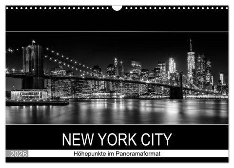 NEW YORK CITY Höhepunkte im Panoramaformat (Wandkalender 2026 DIN A3 quer), CALVENDO Monatskalender