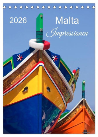 Malta Impressionen (Tischkalender 2026 DIN A5 hoch), CALVENDO Monatskalender