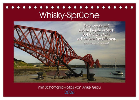 Whisky-Sprüche (Tischkalender 2026 DIN A5 quer), CALVENDO Monatskalender