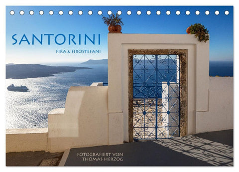 Santorini Fira & Firostefani (Tischkalender 2026 DIN A5 quer), CALVENDO Monatskalender