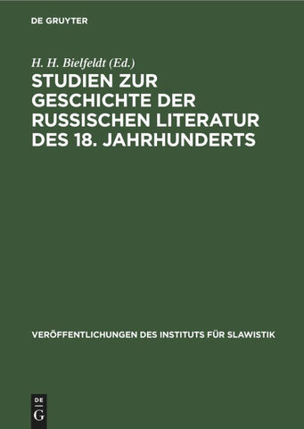 Studien zur Geschichte der russischen Literatur des 18. Jahrhunderts, [I]