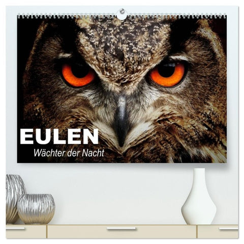 Eulen. Wächter der Nacht (hochwertiger Premium Wandkalender 2026 DIN A2 quer), Kunstdruck in Hochglanz