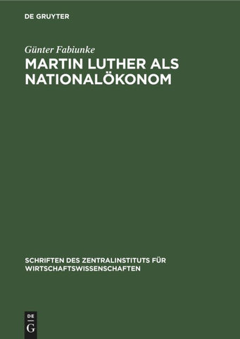Martin Luther als Nationalökonom
