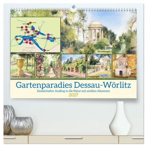 Gartenparadies Dessau-Wörlitz (hochwertiger Premium Wandkalender 2027 DIN A2 quer), Kunstdruck in Hochglanz