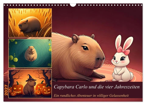 Capybara Carlo und die vier Jahreszeiten (Wandkalender 2027 DIN A3 quer), CALVENDO Monatskalender