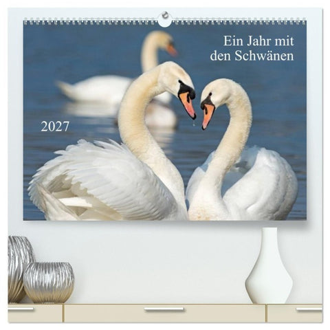 Ein Jahr mit den Schwänen (hochwertiger Premium Wandkalender 2027 DIN A2 quer), Kunstdruck in Hochglanz