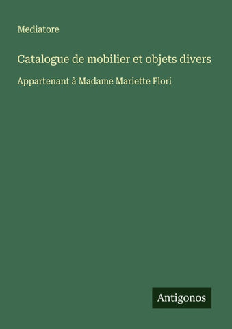 Catalogue de mobilier et objets divers
