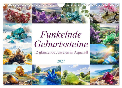 Funkelnde Geburtssteine (Wandkalender 2027 DIN A4 quer), CALVENDO Monatskalender