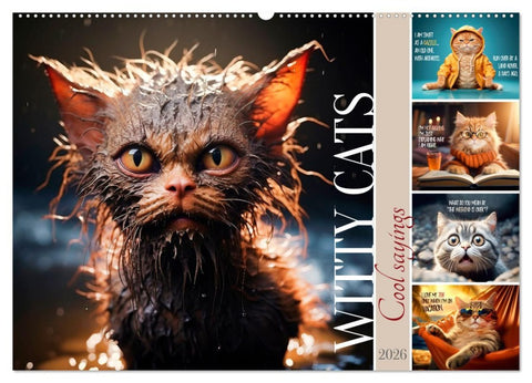WITTY CATS Cool sayings (Wall Calendar 2026 DIN A2 landscape), CALVENDO 12 Month Wall Calendar