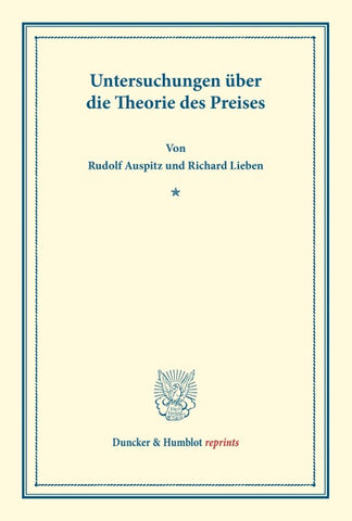 Untersuchungen über die Theorie des Preises.