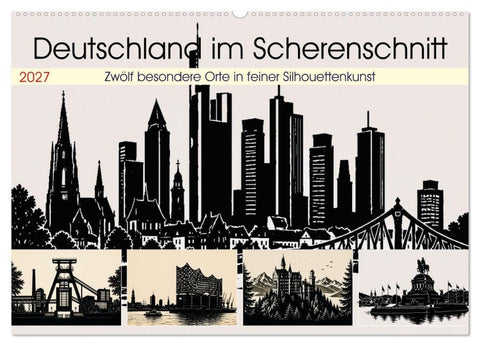 Deutschland im Scherenschnitt (Wandkalender 2027 DIN A2 quer), CALVENDO Monatskalender