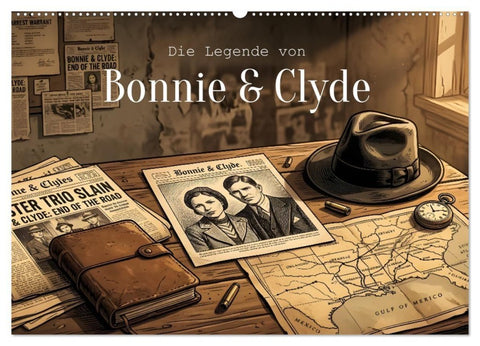 Die Legende von Bonnie & Clyde (Wandkalender 2027 DIN A2 quer), CALVENDO Monatskalender
