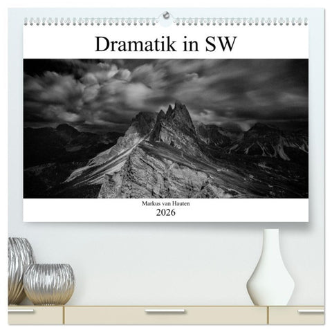 Dramatik in SW (hochwertiger Premium Wandkalender 2026 DIN A2 quer), Kunstdruck in Hochglanz