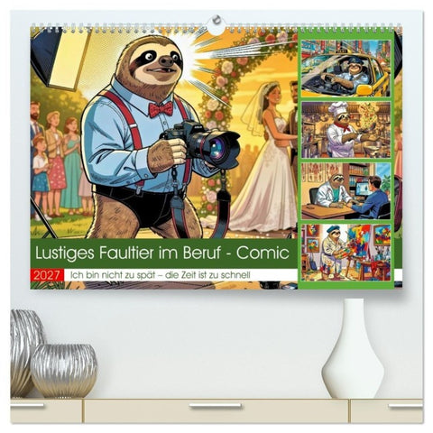 Lustiges Faultier im Beruf - Comic (hochwertiger Premium Wandkalender 2027 DIN A2 quer), Kunstdruck in Hochglanz
