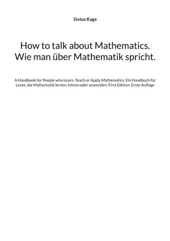 How to talk about Mathematics. Wie man über Mathematik spricht.