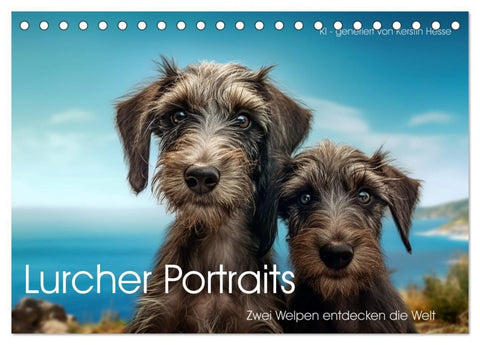 Lurcher Portraits - Zwei Welpen entdecken die Welt (Tischkalender 2027 DIN A5 quer), CALVENDO Monatskalender