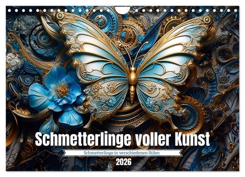Schmetterlinge voller Kunst (Wandkalender 2026 DIN A4 quer), CALVENDO Monatskalender