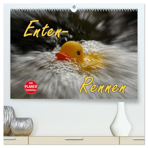 Enten-Rennen (hochwertiger Premium Wandkalender 2027 DIN A2 quer), Kunstdruck in Hochglanz