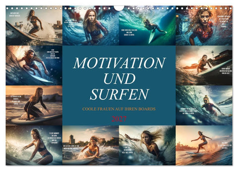 Motivation und Surfen (Wandkalender 2027 DIN A3 quer), CALVENDO Monatskalender