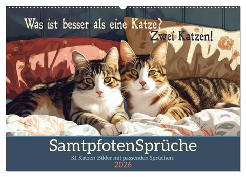 Samtpfotensprüche (Wandkalender 2026 DIN A2 quer), CALVENDO Monatskalender