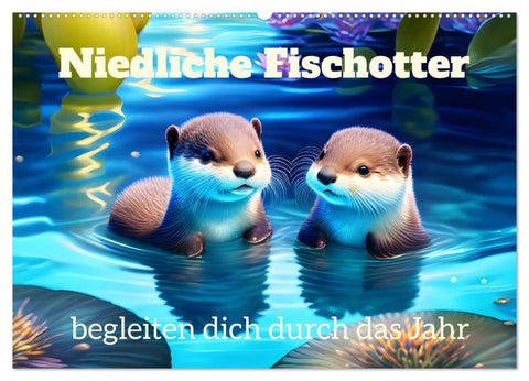 Niedliche Fischotter begleiten dich durch das Jahr (Wandkalender 2027 DIN A2 quer), CALVENDO Monatskalender