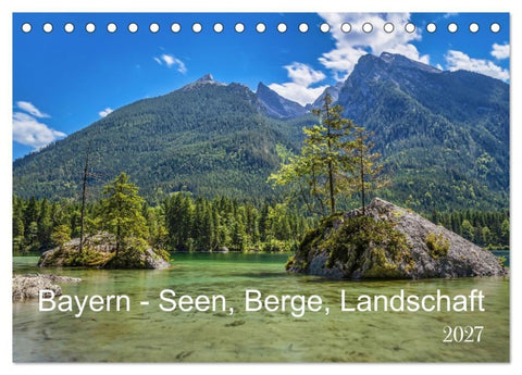 Bayern - Seen, Berge, Landschaft (Tischkalender 2027 DIN A5 quer), CALVENDO Monatskalender