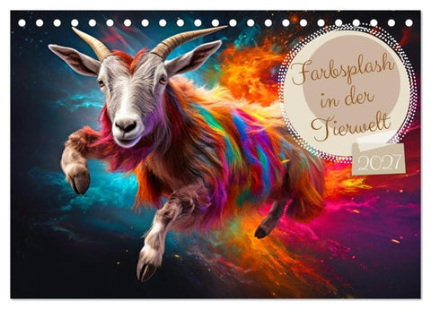 Farbsplash in der Tierwelt (Tischkalender 2027 DIN A5 quer), CALVENDO Monatskalender