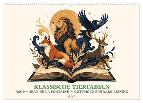 Klassische Tierfabeln (Wandkalender 2027 DIN A2 quer), CALVENDO Monatskalender
