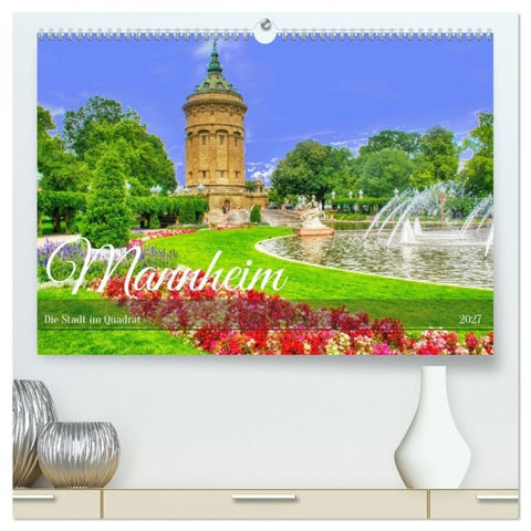 Mannheim - Die Stadt im Quadrat (hochwertiger Premium Wandkalender 2027 DIN A2 quer), Kunstdruck in Hochglanz
